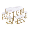 Kitchen Table Set Dining Table and 6 Chairs Set in Marble Effect Space Saving