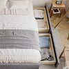 4FT6 DOUBLE BED LINEN FABRIC UPHOLSTERED BED FRAME WITH 4 STORAGE DRAWERS GREY