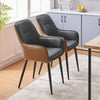 2pcs Faux Leather Dining Chairs Set Color Match Metal Legs Armchair Restauant