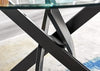 100cm Round Black & Clear Tempered Glass Industrial 4 Seater Dining Table