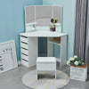 Corner Dressing Table Stool Vanity Set White Makeup Dresser Mirror 5 Drawers NEW