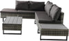 5 Seat Rattan Corner Sofa Set Grey Cushions Outdoor Patio Garden Table