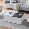 Coffee Table with Hidden Storage and 3 Drawers High Gloss White for Living Room