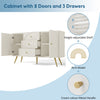 SIDEBOARD WITH 2 DOORS 3 DRAWERS BUFFET STORAGE CABINET CUPBOARD TV UNIT WHITE