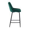 2x Green Velvet Bar Stool Kitchen Counter Breakfast Chair Pub Restaurant Cafe