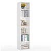 Tall Narrow Bookcase, 180 cm Modern Corner Bookcase with Storage, 6 Tier Shelves