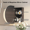 Oval Bathroom Mirror Cabinet w/ Shelf Wall Mounted For Bathroom White Storage