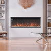 Electric 40 50 60 Inset Fireplace HD Panoramic Media Recessed Fire 3 Sided Glass