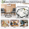 Hexagonal Coffee Tables Metal Frame Sofa Tea Table with Tempered Glass Top