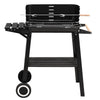 Charcoal BBQ Grill with Wheels Smoker Black Steel