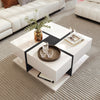 Modern Coffee Table With 4 Hidden Drawers Wooden Living Room Furniture, White