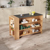 Kitchen Island Breakfast Bar Table Worktop Food Prep Table with Storage Shelves