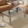 Large Silver Mirrored Coffee Table Crystal Inlay Gorgeous Modern Tea Table Home