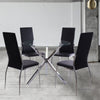 Modern 90cm Clear Glass Round Dining Table w/Chrome Cross Legs Kitchen Furniture