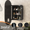 Oval Bathroom Mirror Cabinet w/ Shelf Wall Mounted For Bathroom Storage Black