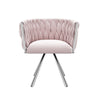 Modern Rotatable Velvet Swivel Dining Chair with Metal Legs Kitchen Chair Pink