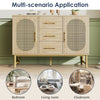 Rattan Sideboard Storage Cabinet with 2 Doors 3 Drawers Storage Cabinet Hallway