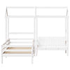 Bed and Set with Roof White 80x200 Solid Wood Pine L5A0