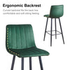 Set of 2 Velvet Chairs High Back Bar Stools Footrest Backrest Metal Legs Pub