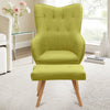 Occasional Scalloped Button High Back Fabric Armchair Sofa Chair Footrest Stool