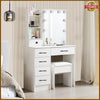 Dressing Table Vanity Makeup Desk With 10 LED Lighted Mirror And 6 Shelves Stool