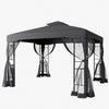 Garden Gazebo Canopy Pavilion Tent Shelter with 2 Tier Roof and Curtains Netting