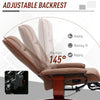 360° Swivel Recliner Chair with Footrest, PU Manual Reclining Armchair, Brown