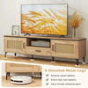COSTWAY TV Stand for 65” TVs Mid Century Modern Entertainment Center-Oak