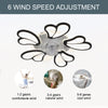 3 Color Dimmable 5 Head Flower Ceiling Fan Lights 6 Speed W/ APP& Remote Control