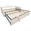 Daybed Velvet Sofabed Single Sofa Bed With Pull Out Trundle Guest Bed LED Lights