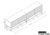 TV Unit 200cm Modular Cabinet | Fluted Doors | Grey Matt | Gold Metal Base