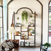 Heavy Duty Large Tall Plant Stand Arched Metal Flower Shelf with Hanging Hooks