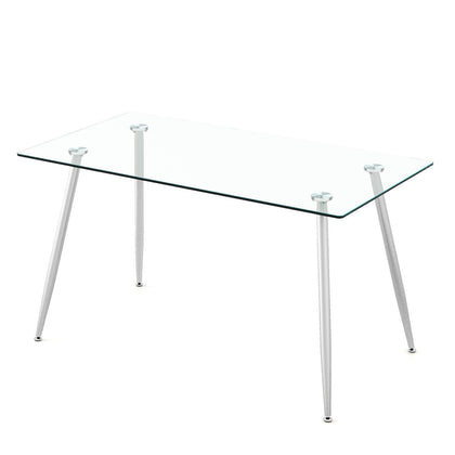 130 x 70cm Modern Glass Dining Table Kitchen Elegant Rectangular Table