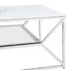 Pocatello White Marble Effect Glass Coffee Table With Chrome Frame