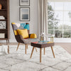Ergonomic Armrest Accent Chair with Footstool Set Tufted Upholstered Lounge Seat