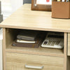 Wooden Computer Table Office Desk Study Dorm Lockable Drawer Storage Oak Tone