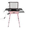 Rolling Makeup Train Case Cosmetic Trolley Organizer Travel w/LED LIght & Mirror