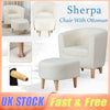 White Sherpa Accent Arm Chair Upholstered Single Sofa W/ Ottoman for Living Room