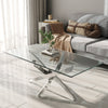 Modern Living Room Table Clear Tempered Glass Coffee Tea Table with Chrome Legs