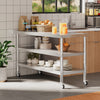 Mobile Stainless Steel Commercial Kitchen Work Tops Unit Food Prep Work Tables