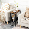 Narrow Side Table Slim Bedside Table with Magazine Holder Sling Sofa End Table
