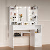 Dressing Table with Mirror and 10 LED Lights Makeup Vanity Table with 5 Shelves