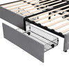 Double Bed Upholstered Storage Bed Frame With Headboard, Lamp and 4 Drawers