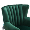 Retro Green Velvet Armchair Wing Back Scallop Shell Accent Tub Chair Upholstered