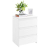White Bedside Table with 3 Drawers Large Storage Nightstand Table 45x35x60.5cm
