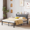 Double Bed Frame with Storage Headboard, 4ft6 Metal Upholstered Platform Bed Fra