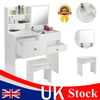 Dressing Table with Drawer Makeup Desk Dresser w/Mirror and Stool Bedroom White