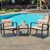 3 Pcs Outdoor Rocking Bistro Set PE Rattan Rocking Chair Set w/Cushion