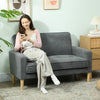 2 Seater Sofa, Velvet-Feel Upholstered Loveseat for Small Space, Grey