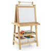 Kids Art Easel 3 in 1 Double-Sided Storage Easel Toddlers Wooden Easel-Natural
